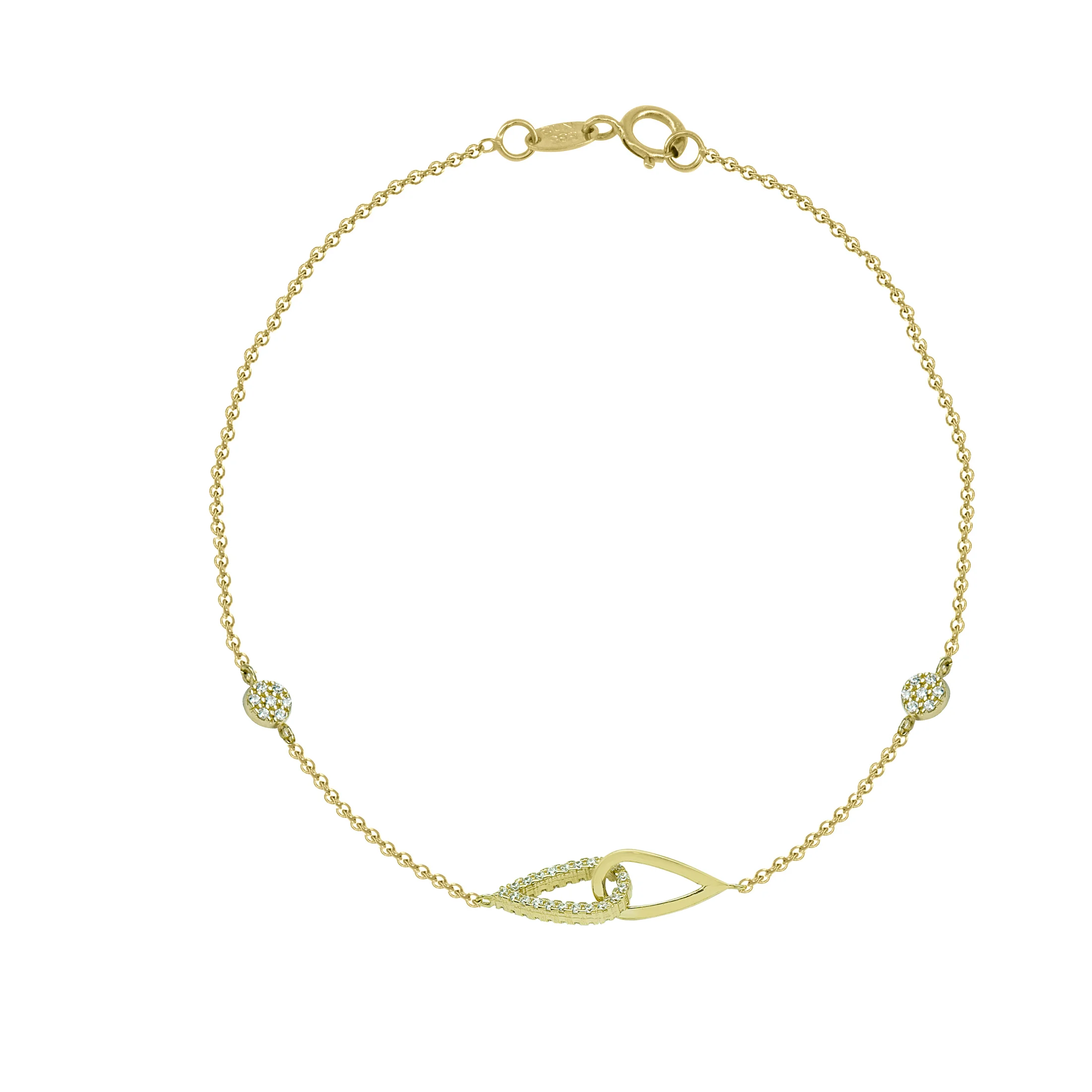 Χρυσό βραχιόλι 14 καρατίων με πέτρες ζιργκόν