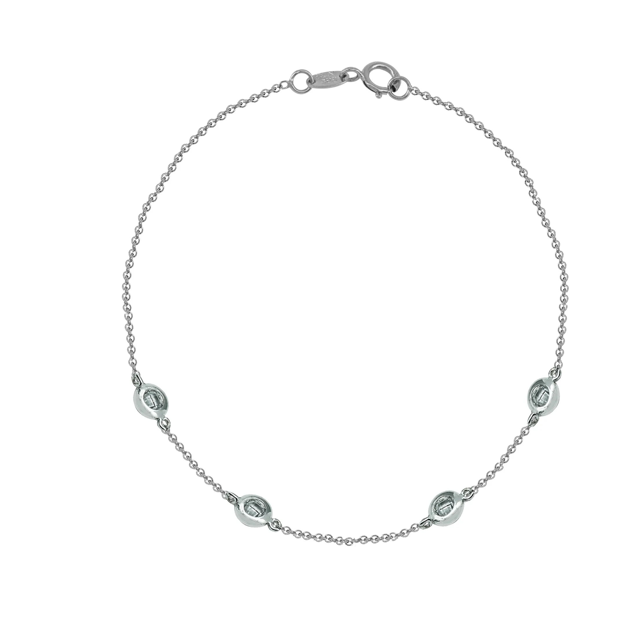 Λευκόχρυσο βραχιόλι Κ14 με πέτρες ζιργκόν