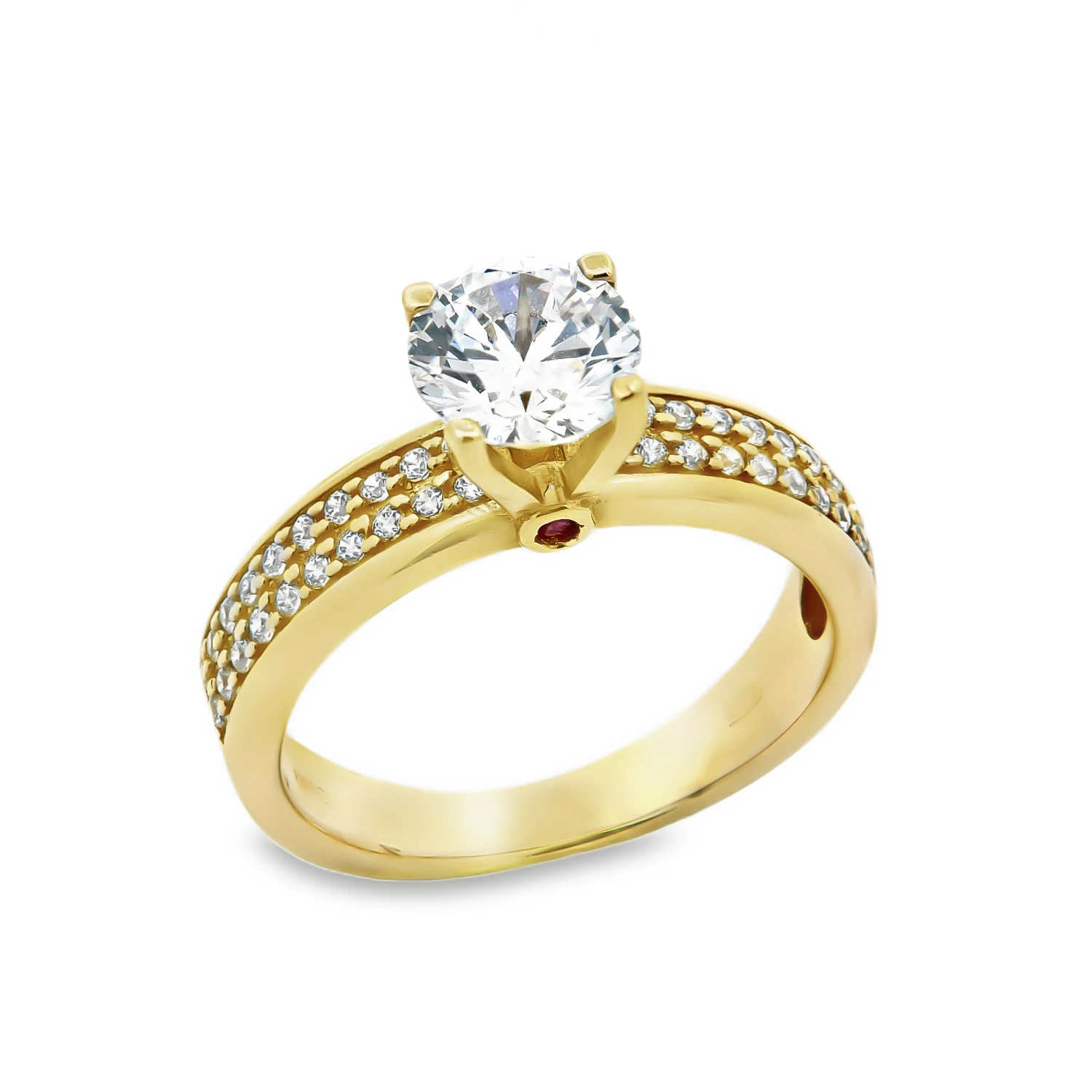 Μονόπετρο χρυσό δαχτυλίδι 14Κ με ζιργκόν και κόκκινη πέτρα Μονόπετρο χρυσό δαχτυλίδι 14Κ με ζιργκόν και κόκκινη πέτρα