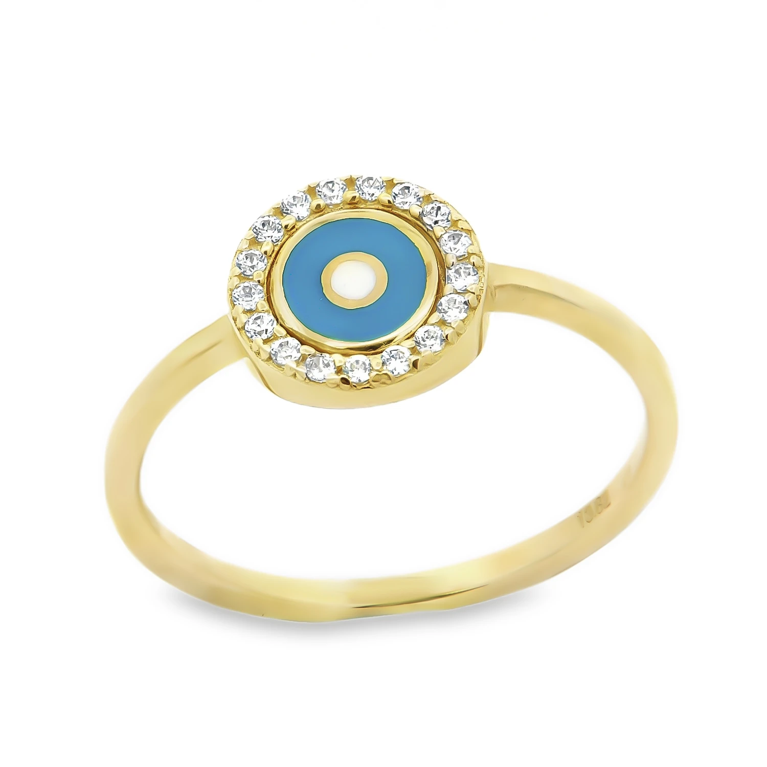 Δαχτυλίδι χρυσό με ματάκ με λευκά ζιργκόν