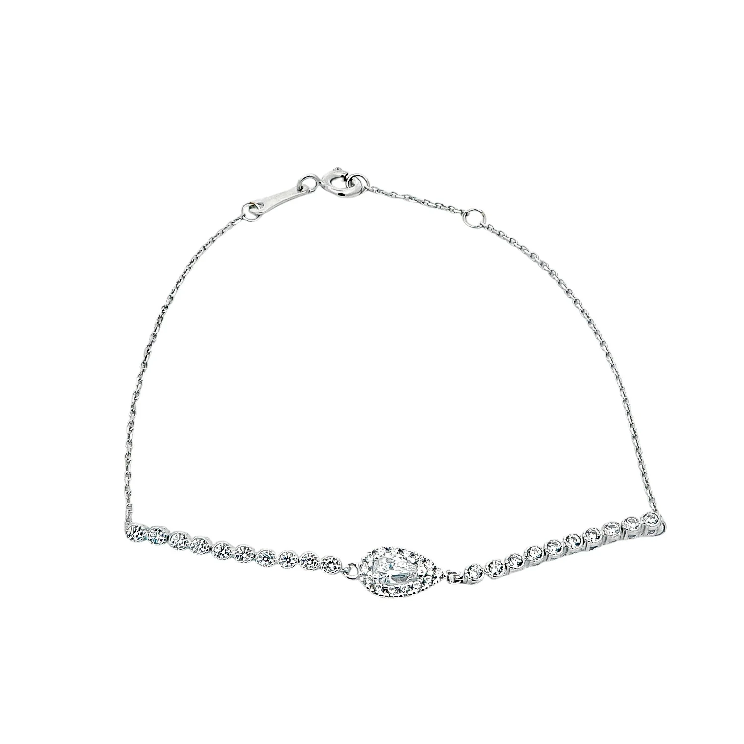 Λευκόχρυσο βραχιόλι 14 καρατίων με ζιργκόν Λευκόχρυσο βραχιόλι 14 καρατίων με ζιργκόν