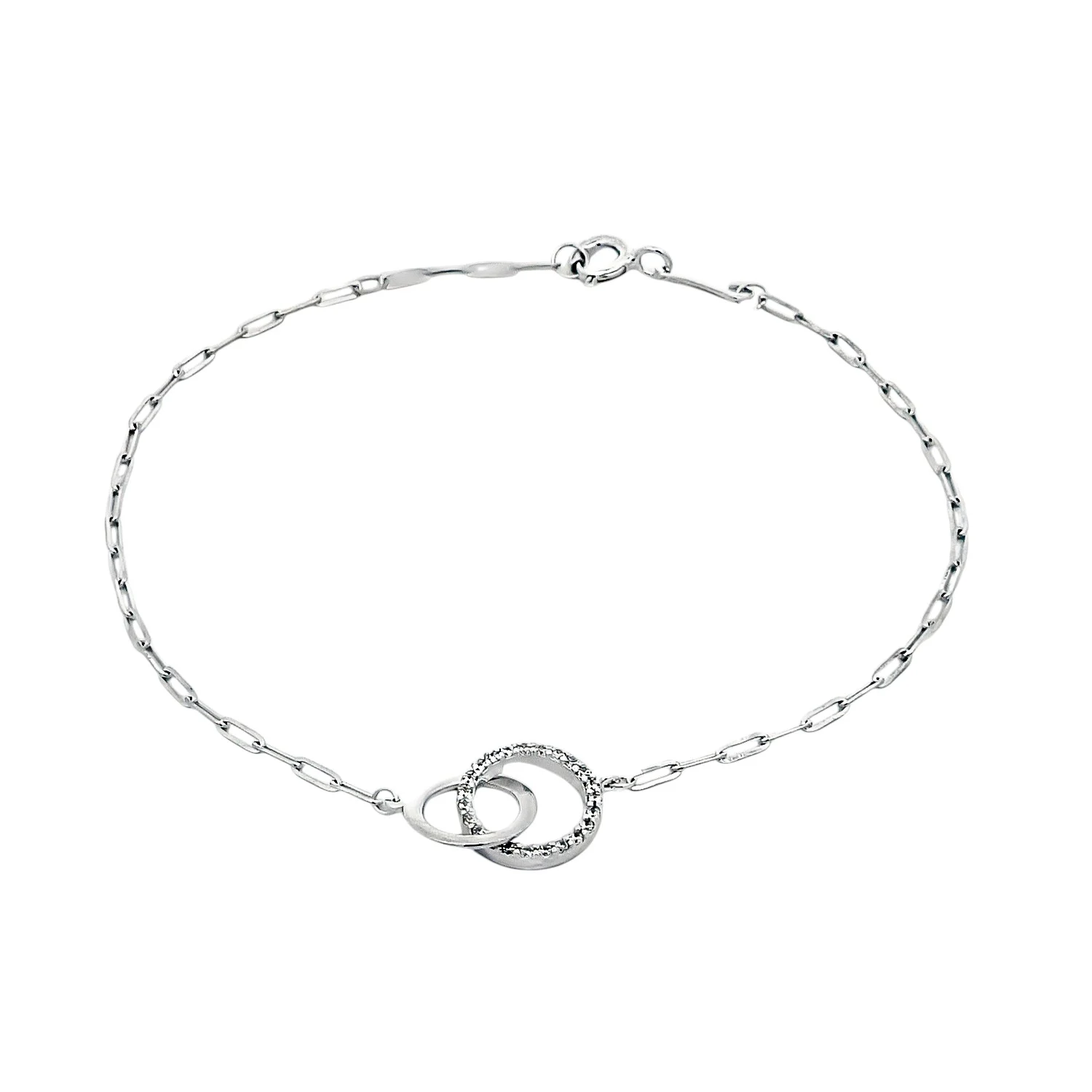 Λευκόχρυσο βραχιόλι 14K με δύο κύκλους και ζιργκόν Λευκόχρυσο βραχιόλι 14 καρατίων με ζιργκόν