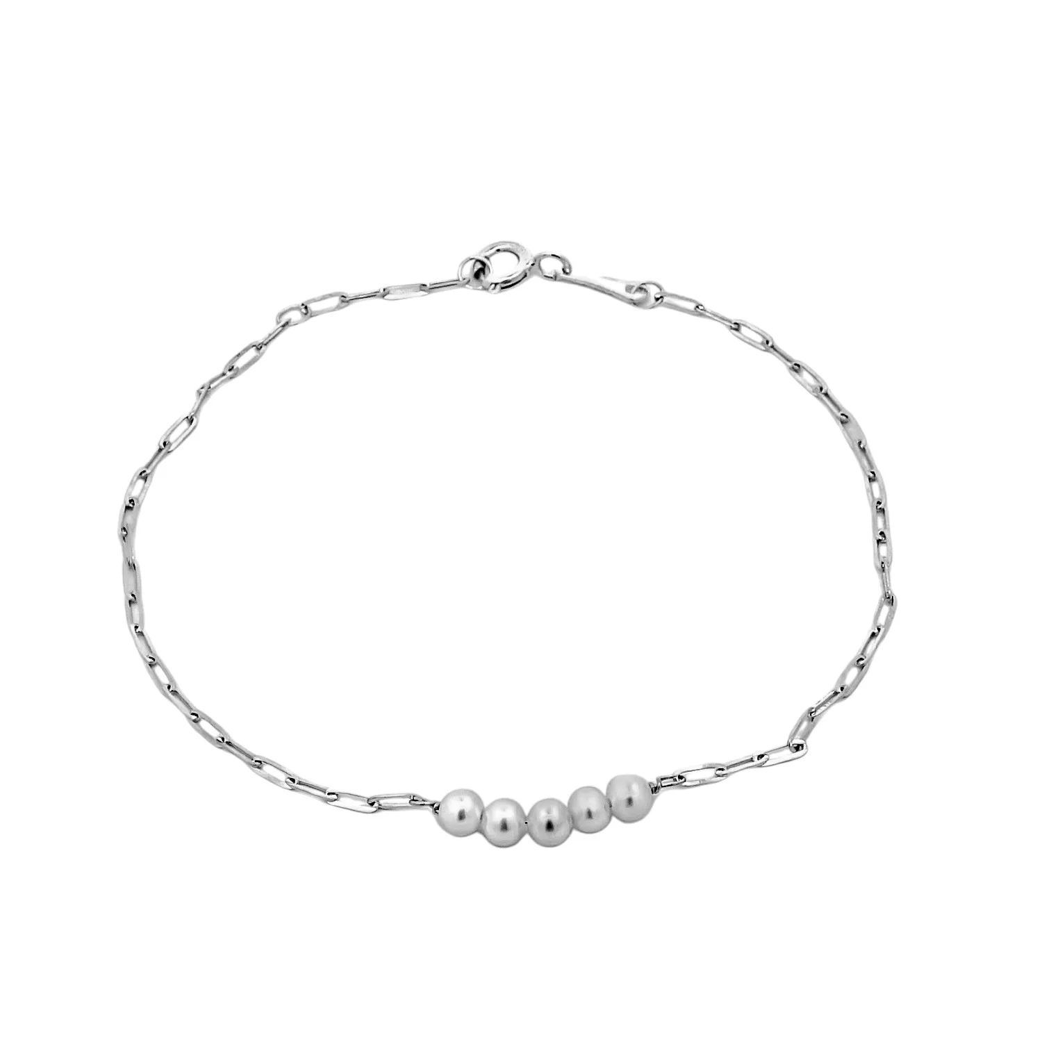 Λευκόχρυσο βραχιόλι 14K με μαργαρίταρια Λευκόχρυσο βραχιόλι με μαργαρίταρια