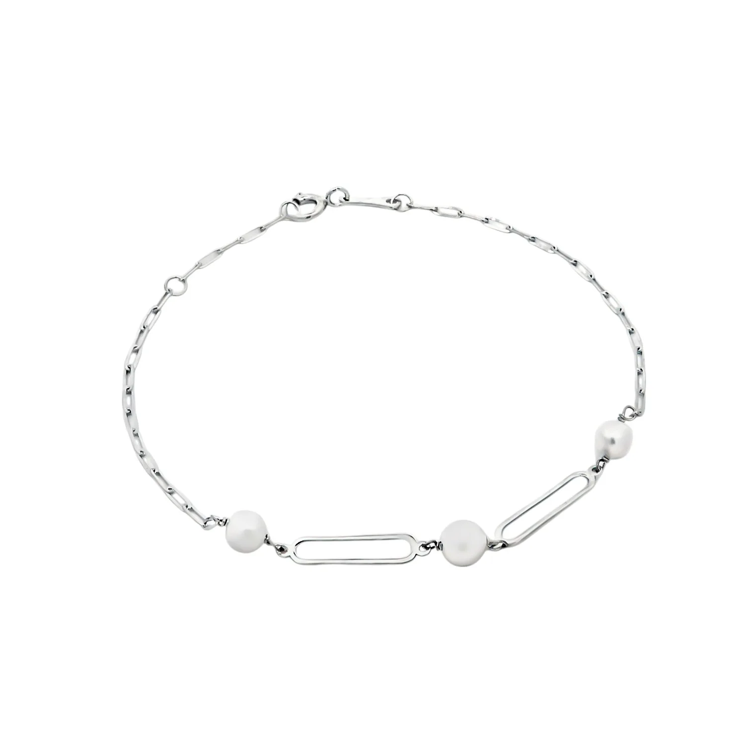 Λευκόχρυσο βραχιόλι 14K με μαργαρίταρια Λευκόχρυσο βραχιόλι 14 καρατίων με μαργαρίταρια
