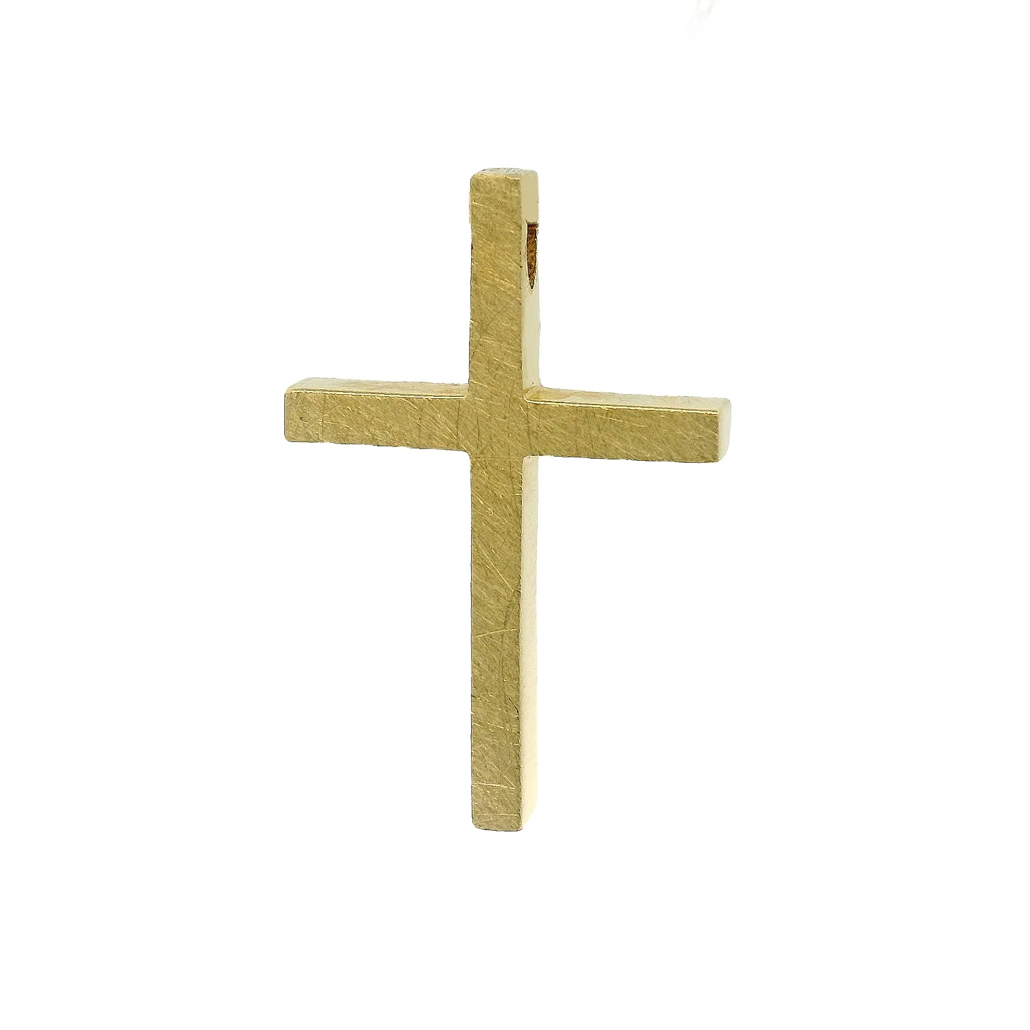 Χρυσός Σταυρός 14Κ Διπλής Όψης με Ζιργκόν και Ματ Φινίρισμα Χρυσός σταυρός 14Κ διπλής όψης με ζιργκόν και ματ φινίρισμα