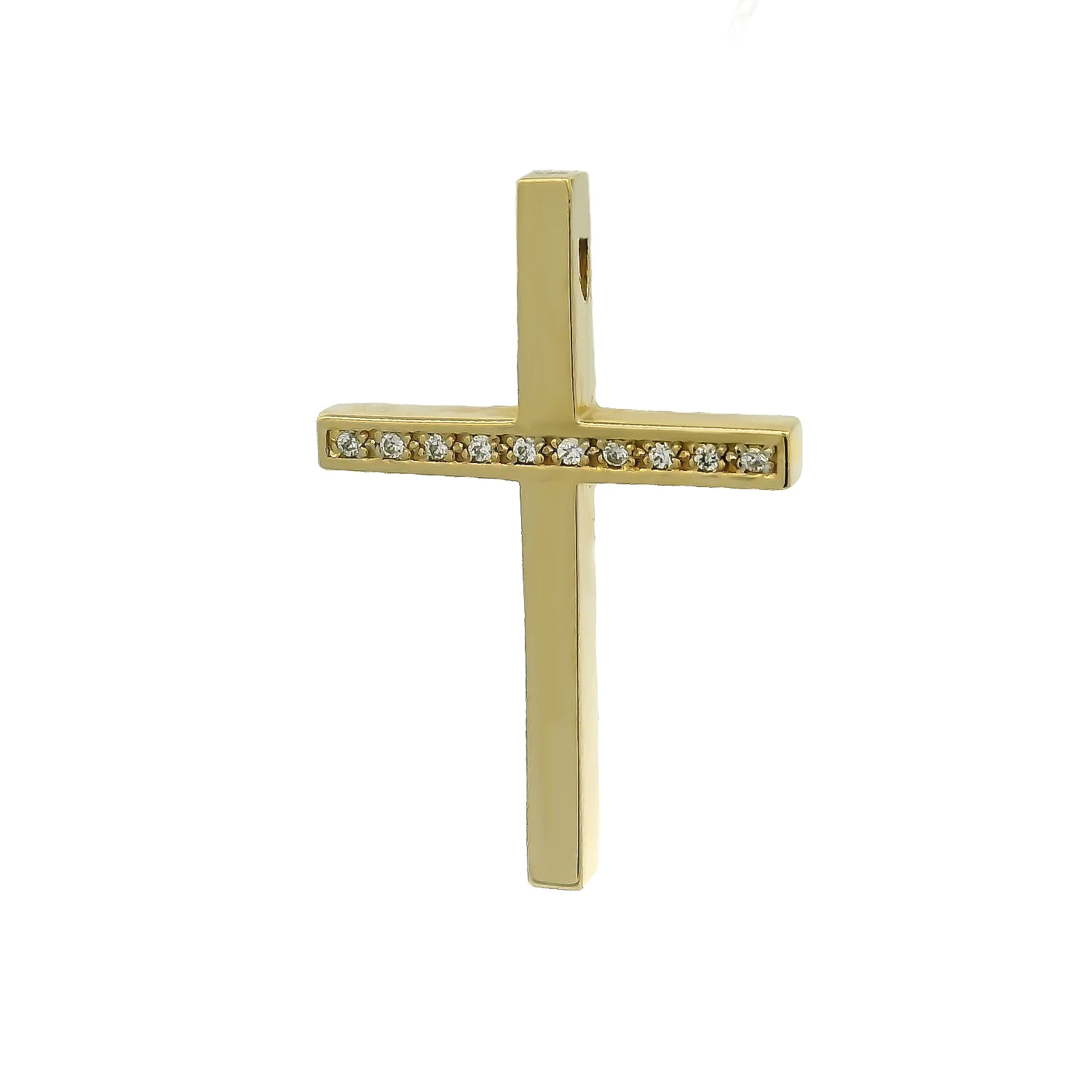 Χρυσός Σταυρός 14Κ Διπλής Όψης με Ζιργκόν και Ματ Φινίρισμα Χρυσός σταυρός 14Κ διπλής όψης με ζιργκόν και ματ φινίρισμα