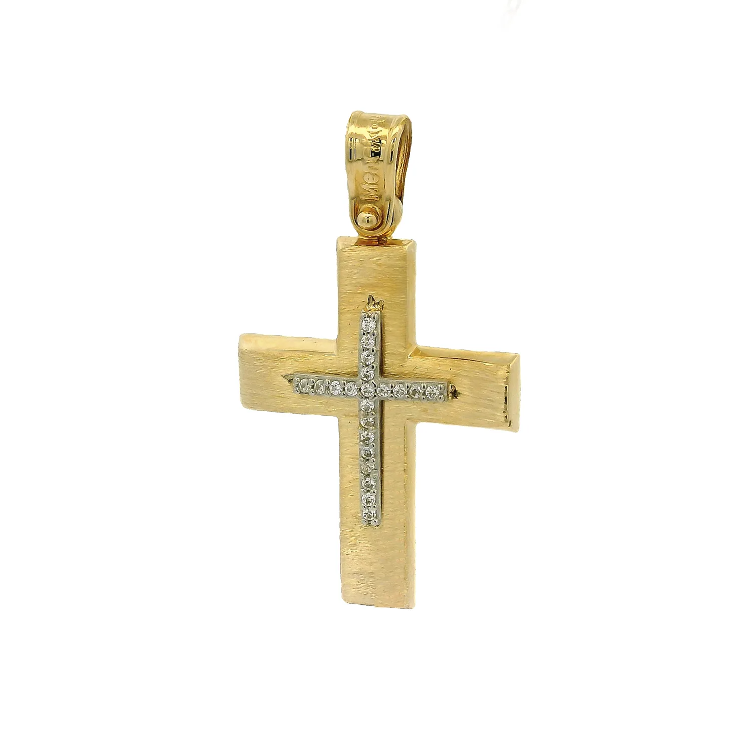 Χρυσός σταυρός 14Κ με ματ επιφάνεια,