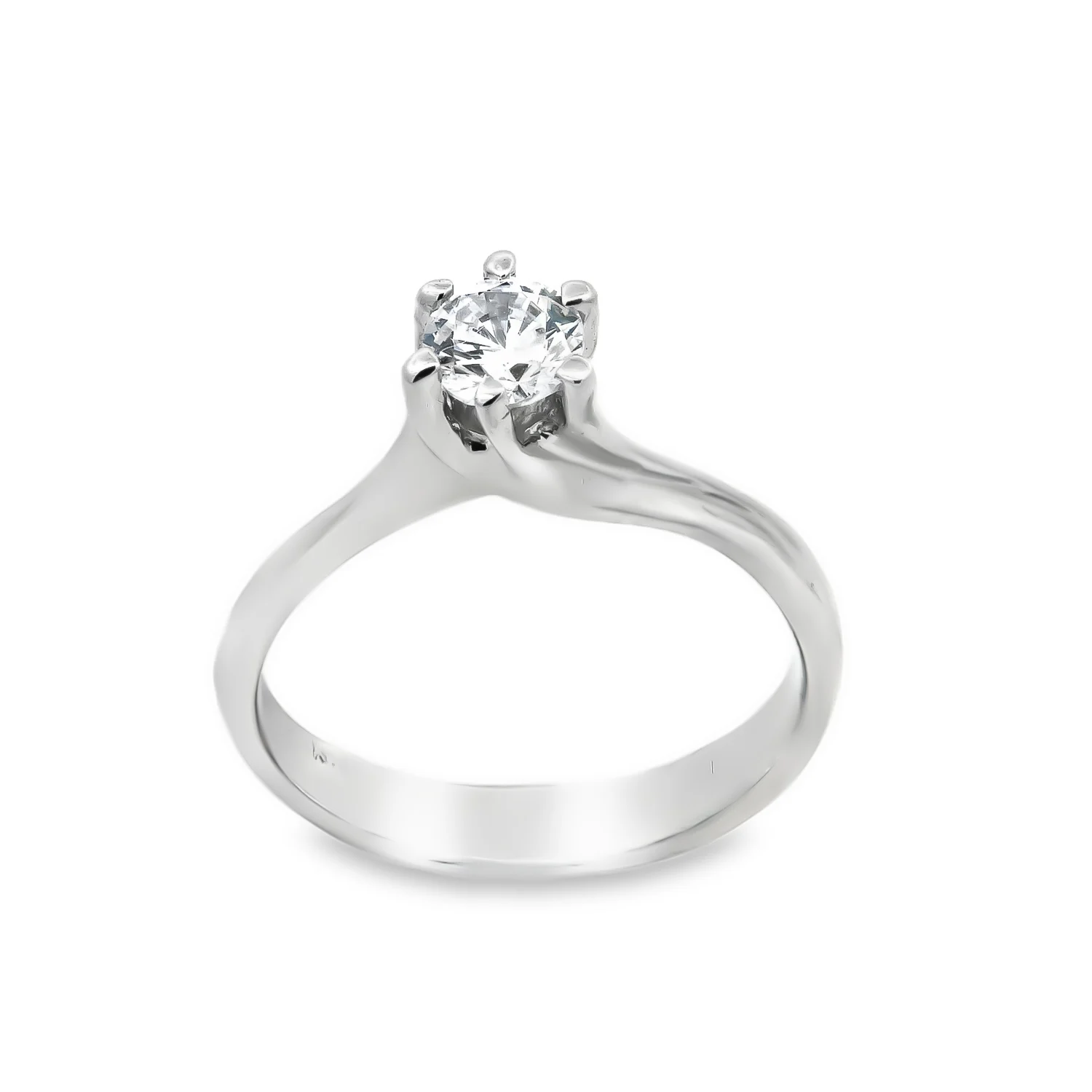 Μονόπετρο λευκόχρυσο δαχτυλίδι