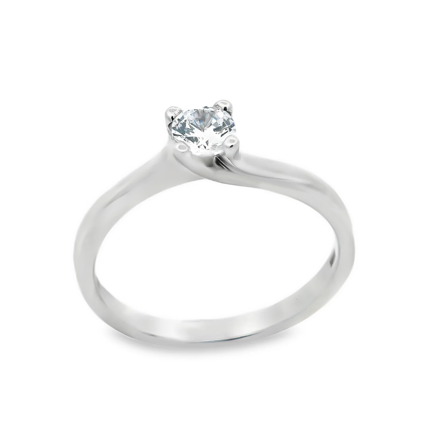 Λευκόχρυσο δαχτυλίδι 14Κ με ζιργκόν Μονόπετρο λευκόχρυσο δαχτυλίδι 14Κ με ζιργκόν