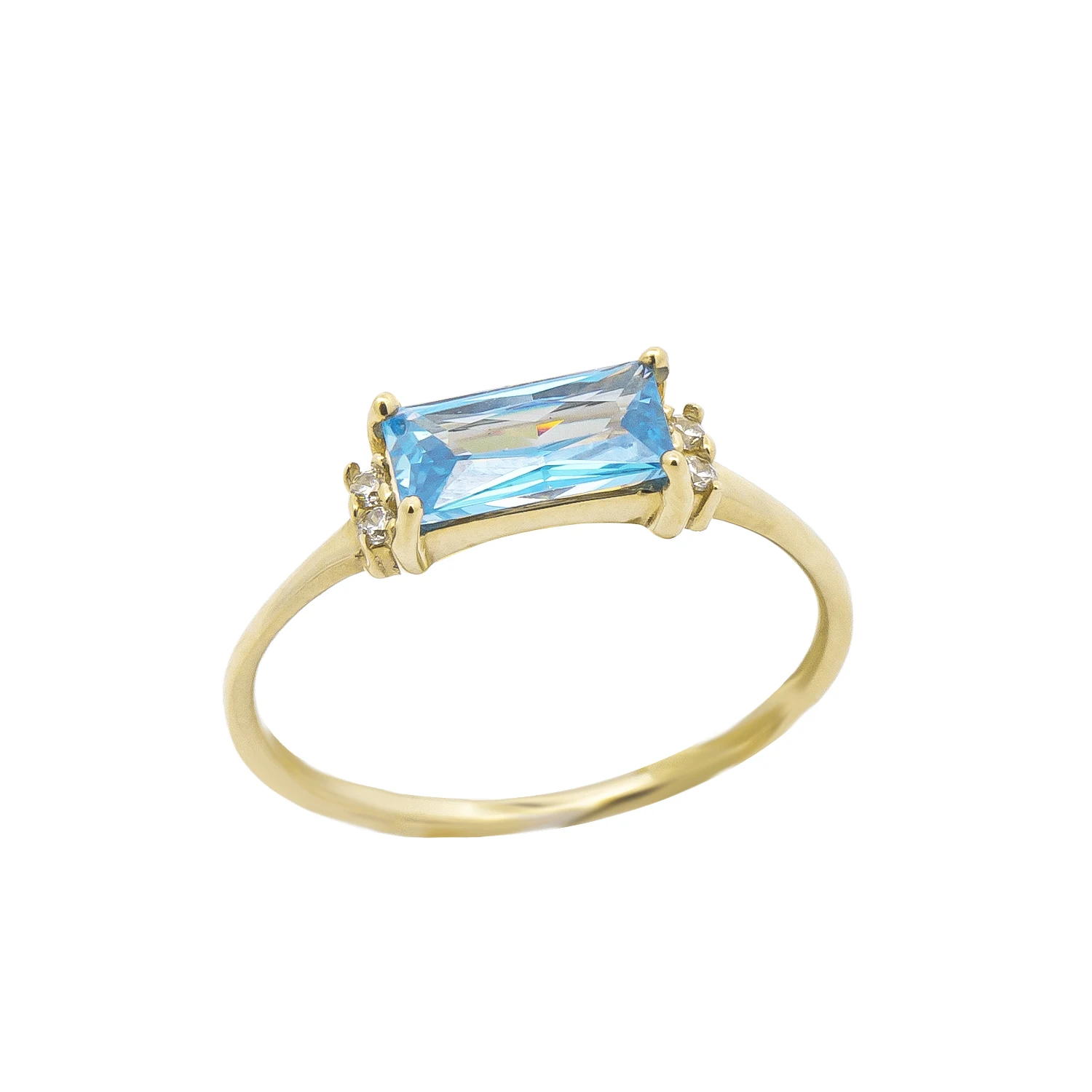 Χρυσό Δαχτυλίδι 14 Κ με Μπλε Ζιργκόν