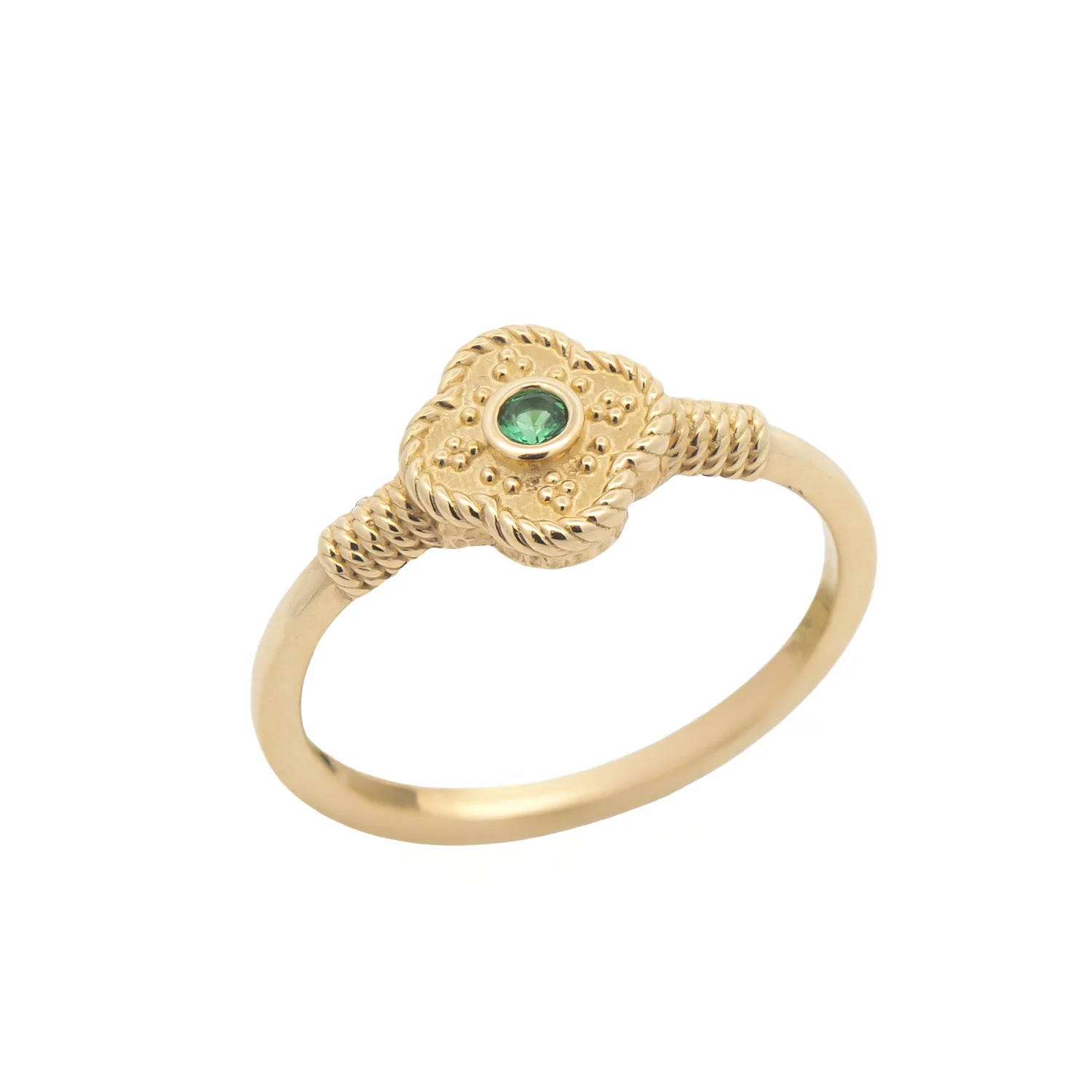 Χρυσό Δαχτυλίδι 14 Καρατιών με Πράσινο Ζιργκόν