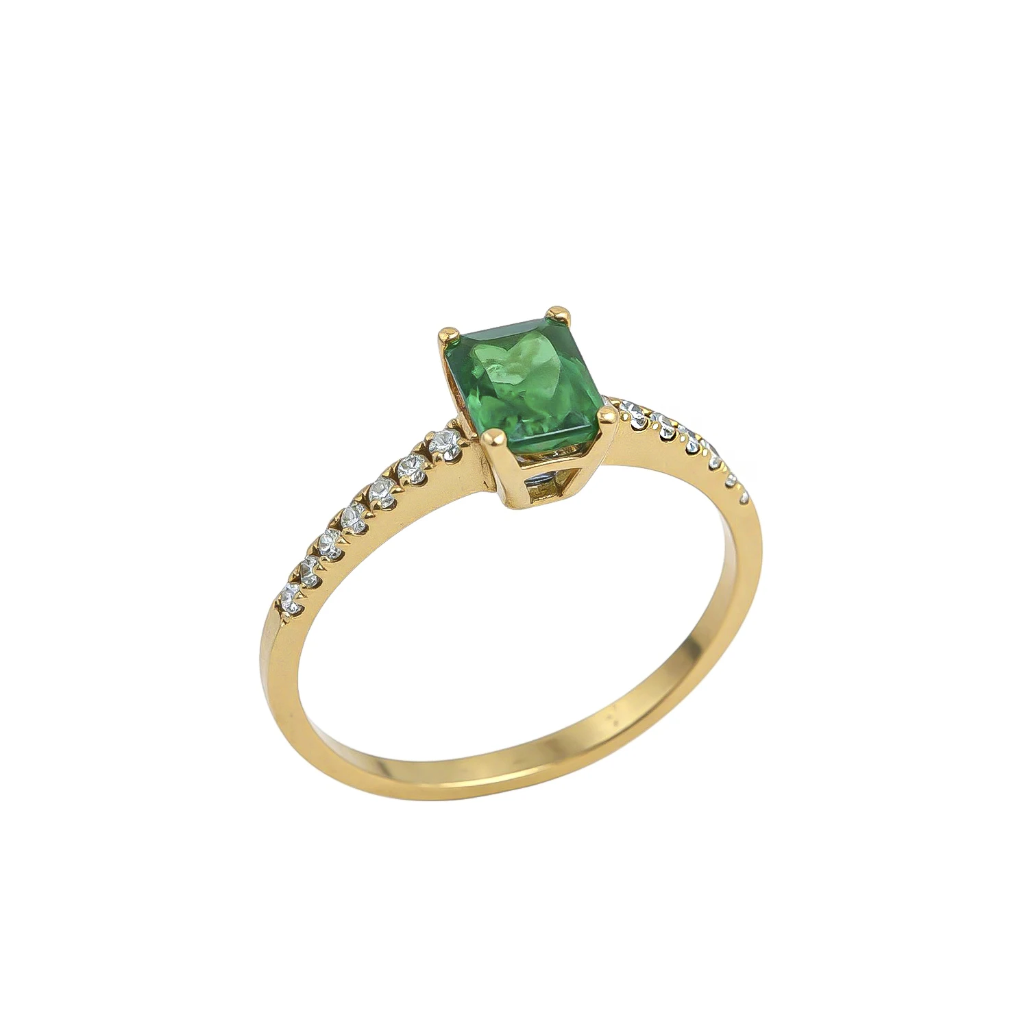 Χρυσό Δαχτυλίδι Αρραβώνα με Πράσινο Ζαφείρι