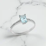Δαχτυλίδι Αρραβώνα Λευκόχρυσο με Ζαφείρι Aquamarine