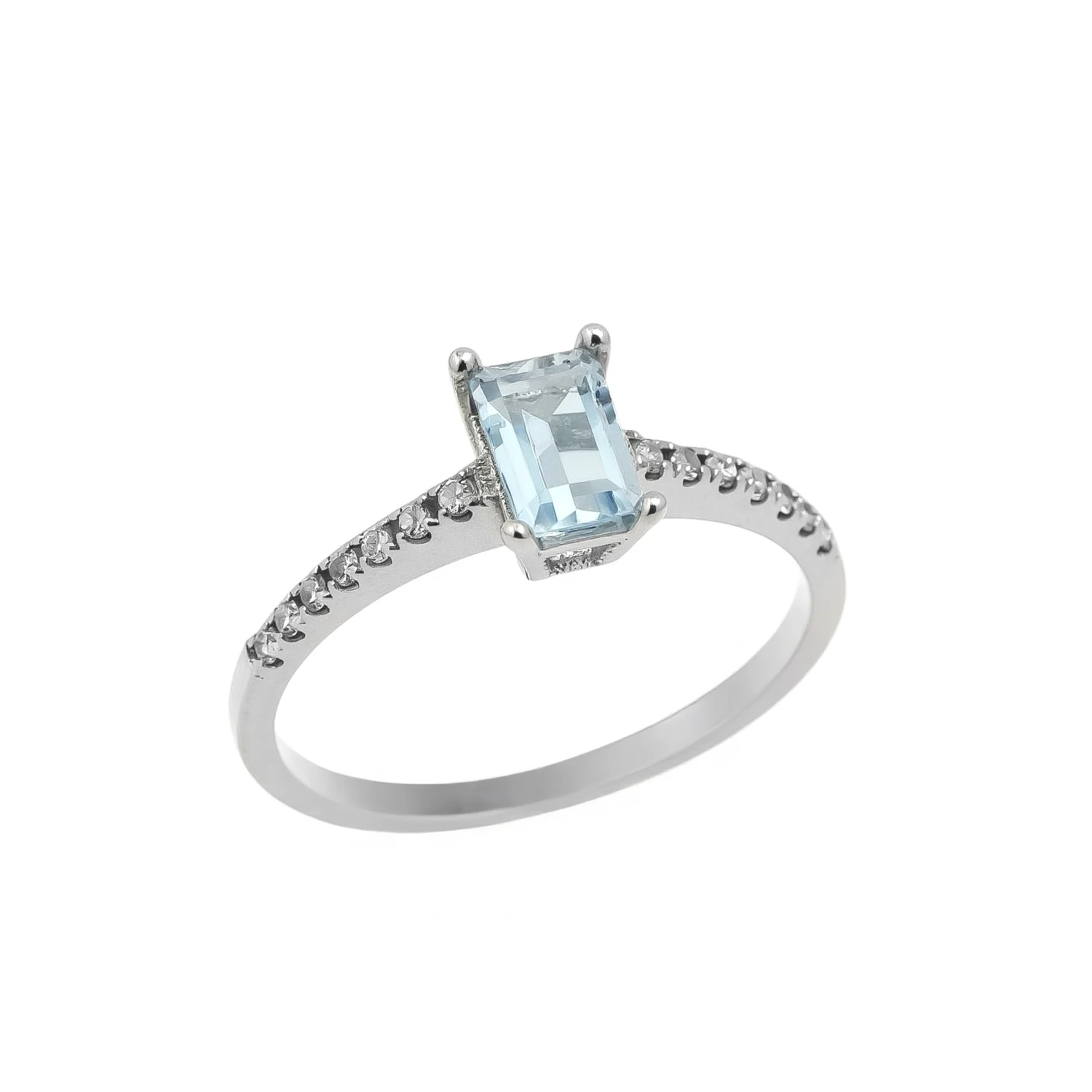 Δαχτυλίδι Αρραβώνα Λευκόχρυσο με Ζαφείρι Aquamarine