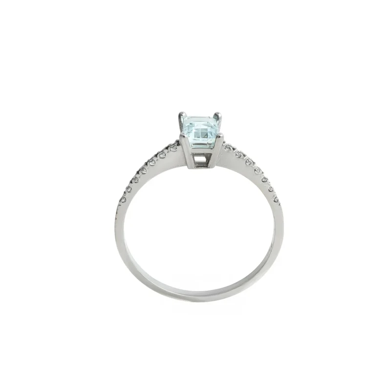 Δαχτυλίδι Αρραβώνα Λευκόχρυσο με Ζαφείρι Aquamarine