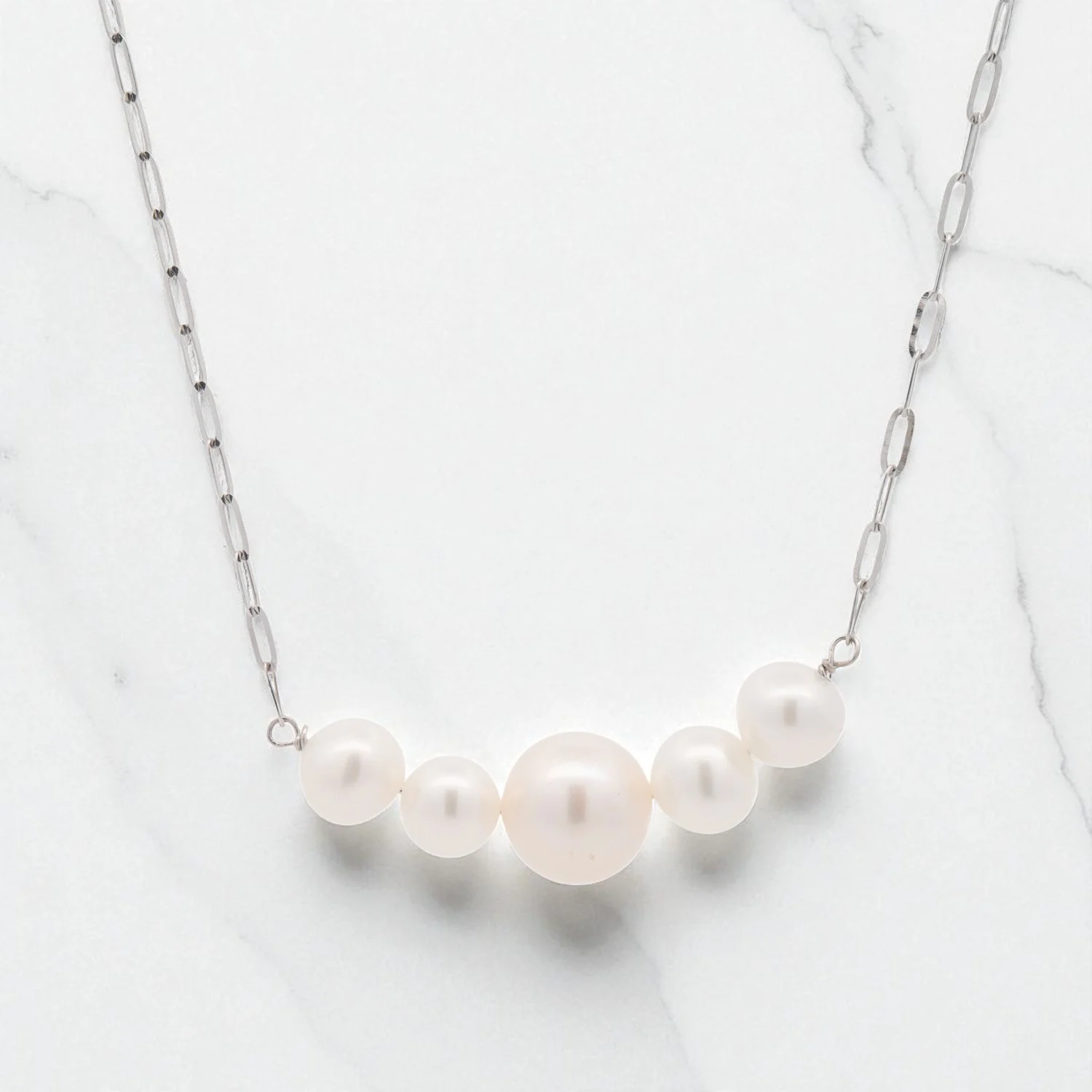 Λευκόχρυσο Κολιέ με Πέρλες