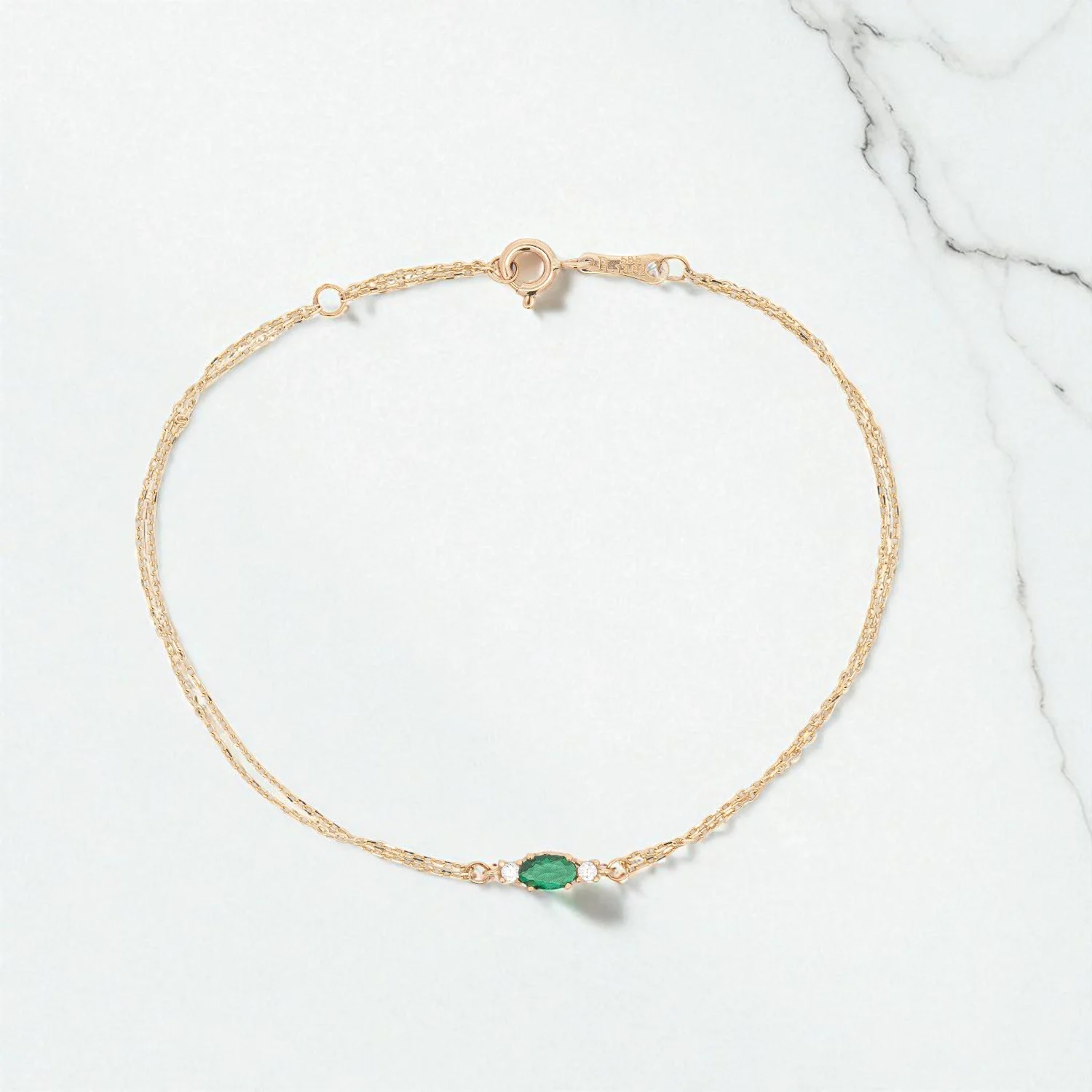 Χρυσό Βραχιόλι με Πράσινο Ζιργκόν
