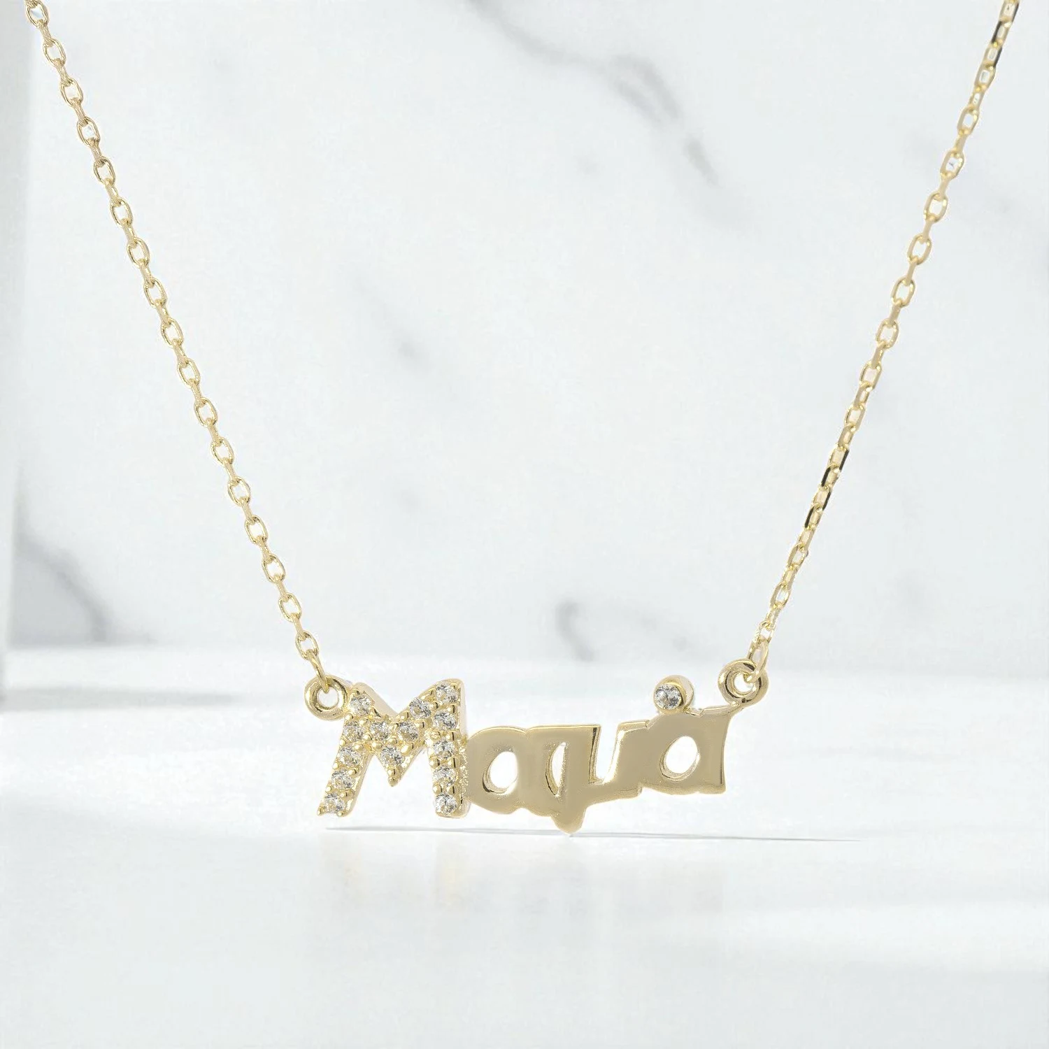 Κολιέ Χρυσό 14K “Μαμά” με Ζιργκόν Κολιέ Χρυσό 14K “Μαμά” με Ζιργκόν