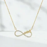 Κολιέ Χρυσό 14K Άπειρο με Καρδιές και Ζιργκόν
