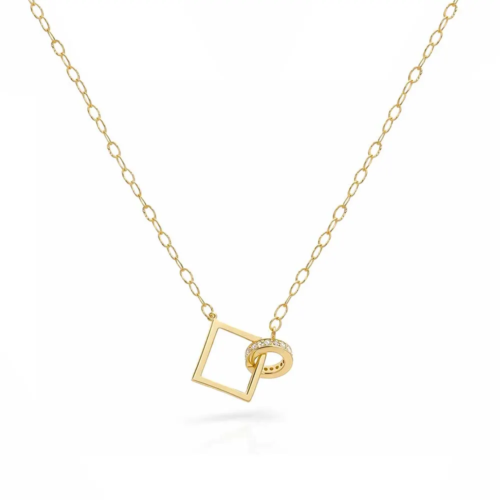 Χρυσό Κολιέ με Γεωμετρικά Στοιχεία & Ζιργκόν Χρυσό Κολιέ με Γεωμετρικά Στοιχεία & Ζιργκόν