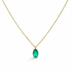Χρυσό Κολιέ με Πράσινο Ζιργκόν
