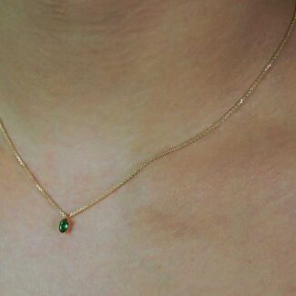 Χρυσό Κολιέ με Πράσινο Ζιργκόν