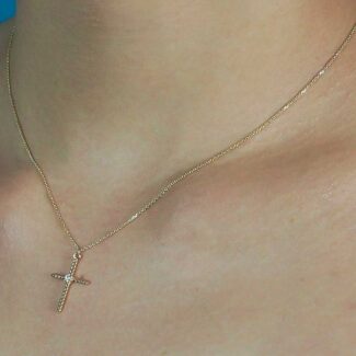 Χρυσό Κολιέ Σταυρός με Ζιργκόν