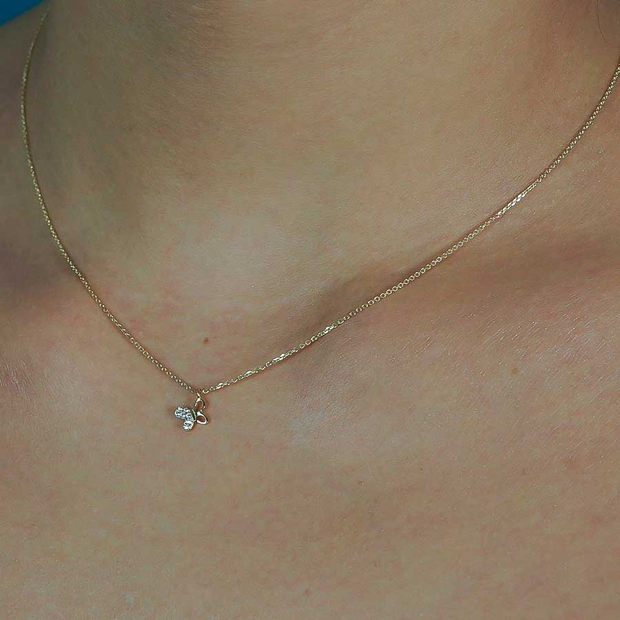 Χρυσό Κολιέ Πεταλούδα με Ζιργκόν