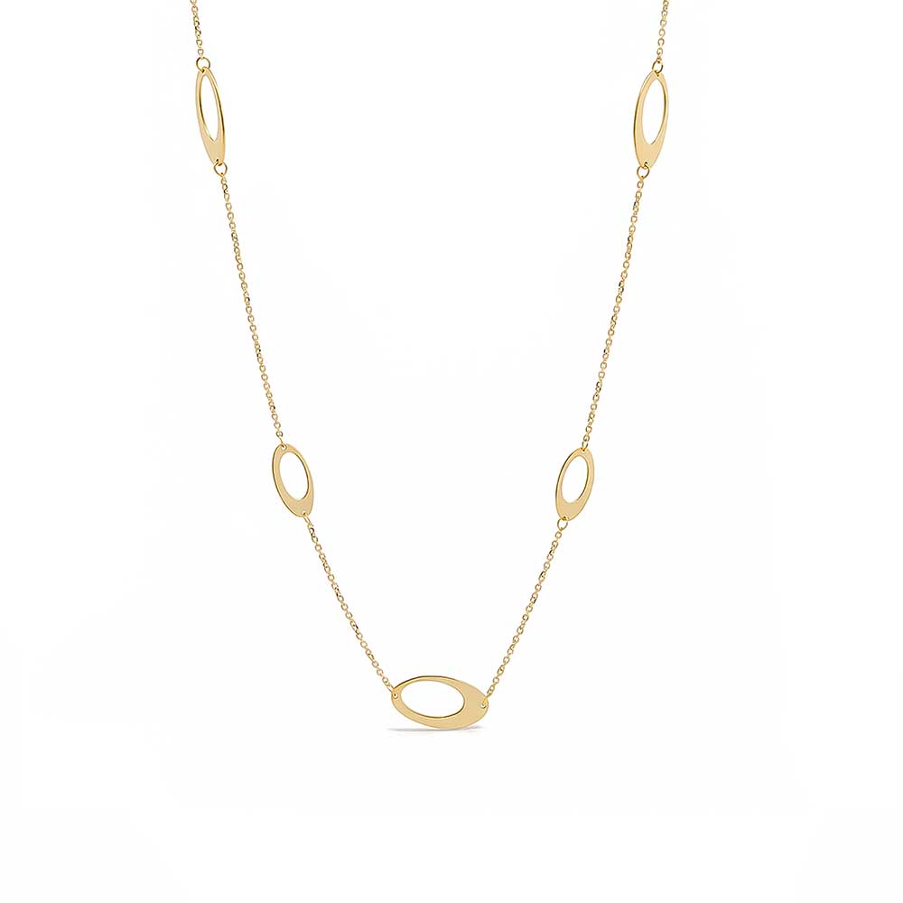 Χρυσό Κολιέ με Οβάλ Στοιχεία