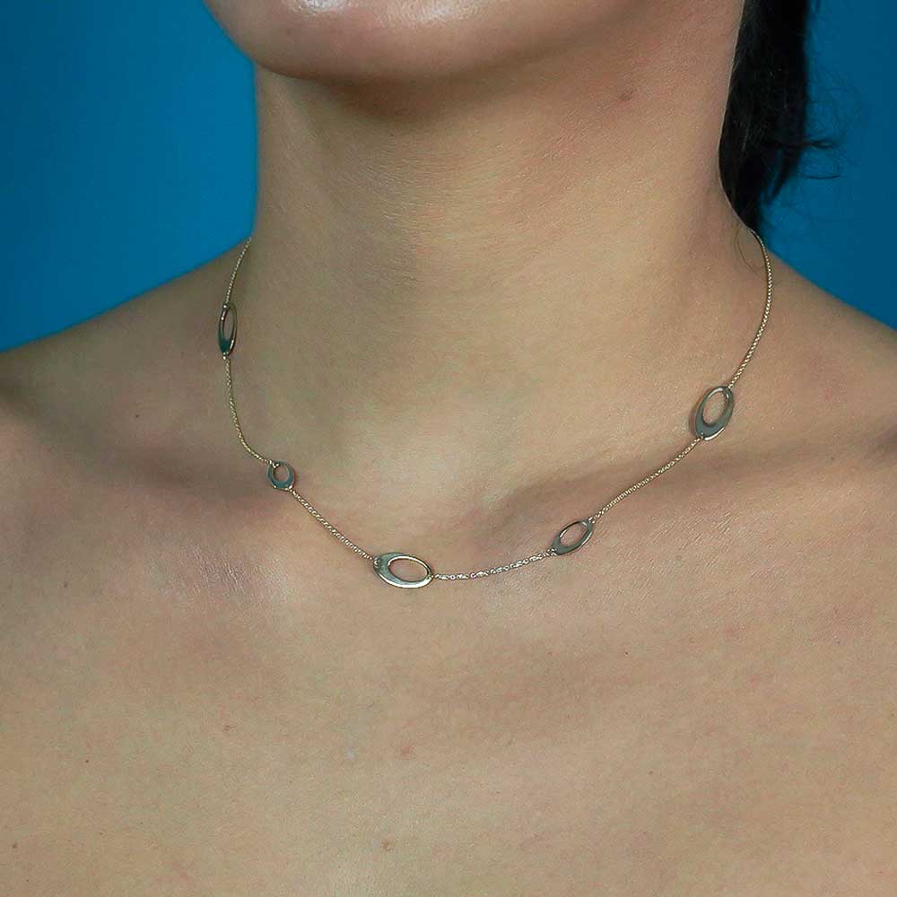 Χρυσό Κολιέ με Οβάλ Στοιχεία