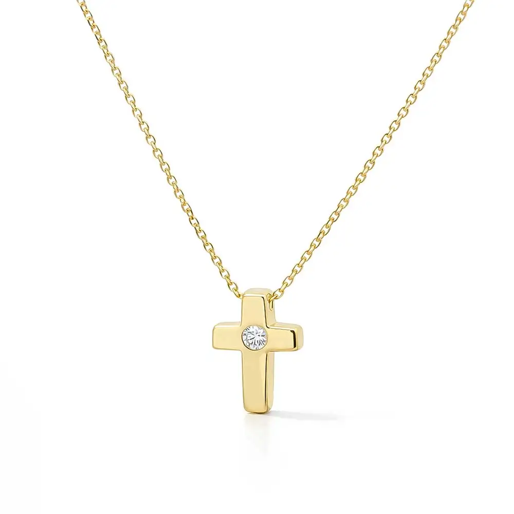 Χρυσό Κολιέ Σταυρός με Ζιργκόν Χρυσό Κολιέ Σταυρός με Ζιργκόν