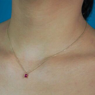 Χρυσό Κολιέ με Κόκκινο Ζιργκόν