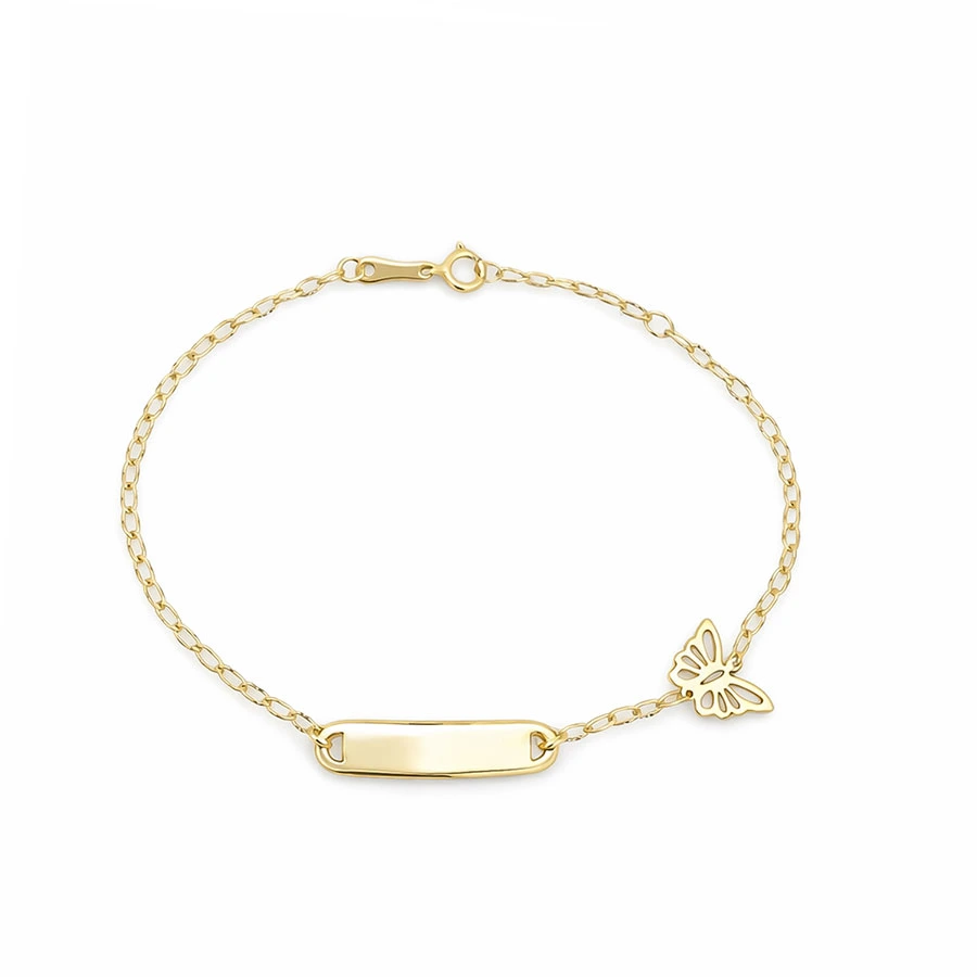 Χρυσό Παιδικό Βραχιόλι Ταυτότητα με Πεταλούδα Χρυσό Παιδικό Βραχιόλι Ταυτότητα με Πεταλούδα