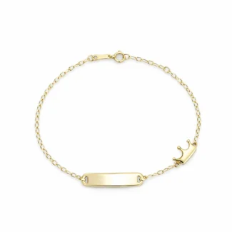 Χρυσό Παιδικό Βραχιόλι Ταυτότητα με Κορώνα